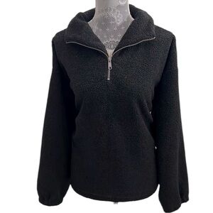 New with Tags Workshop Women’s Fleece Half-Zip Pullover Sweater Jacket XL Black